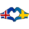 Iceland Sweden Flag Hands Heart Shape