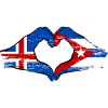 Islande, drapeau Cuba, mains de cœur