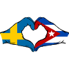 Drapeau Suède-Cuba Mains de cœur