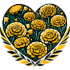 Golden Floral Heart on Black
