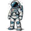 Detailed Comic Astronaut in Open Space