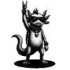 Rock Axolotl with Sunglasses and Skull