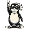 Rocking penguin with sunglasses