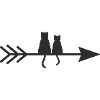 Cats on arrow silhouette