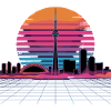 Neon Skyline Retro Sunset