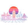 Neon Synthwave City Skyline - Mumbai