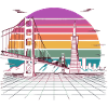 Rainbow Bridge Neon Skyline San Francisco