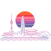 Sunset Skyline Neon Asia Seoul