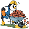 Süßer Pinguin Handwerker Bauarbeiter Baustelle