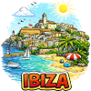 Ibiza Coastal Paradise Illustration