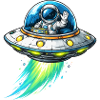 UFO astronaut flying sparks