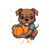 Basketballhund im Comicstil