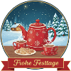 Rote Teekanne im Winterzauber