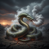 Serpent dans le champ de lave