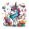 Kunterbuntes Einhorn-Partymotiv