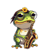 Jazz frog with saxophone