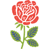 Red Rose Graphic with Leaves