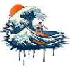 Dynamische Surf Illustration auf kraftvoller Welle