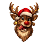 Festive reindeer with red nose christmas