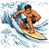 Surfer illustration on powerful wave