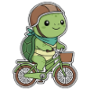 Tortue verte à vélo