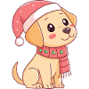 Festive Puppy with Christmas Hat