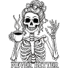 Funny skeleton drinking coffee