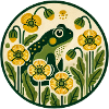Green Frog in Yellow Poppy Garden