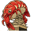 Cute Prawn on Japanese Castle Art 