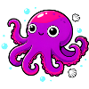Cute Smiling Purple Octopus