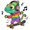 Rainbow Chameleon on Skate
