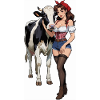 Pin-up farmer with cow