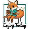 Fox on bench with hoodie coffee