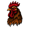 Rooster head in neon style