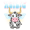 Vache Sacrée avec Auréole et Ailes
