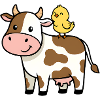 Cute Cow with Bird Friendship