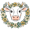 Kuh Blumenkranz Boho Frühling Vektor
