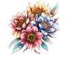 Water-coloured flower bouquet