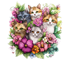 Katzen im Blumengarten