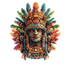 Aztekische Maske mit bunten Federn