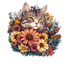 Katze im Blütenkranz