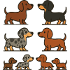 Dachshund Quartet Illustration Pack