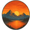 Sunset Mountain Lake Circle t-shirt