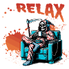 Relax skeleton in armchair