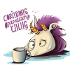 Weinendes Einhorn mit Kaffee-Motiv