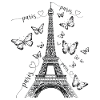 Paris Eiffel Tower France Butterflies Art