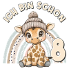 8e anniversaire girafe arc-en-ciel mignonne
