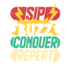 Energy Drink Sip Buzz Conquer