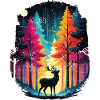 Rainbow forest and luminous deer