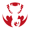 Dragon celtique blanc sur fond rouge